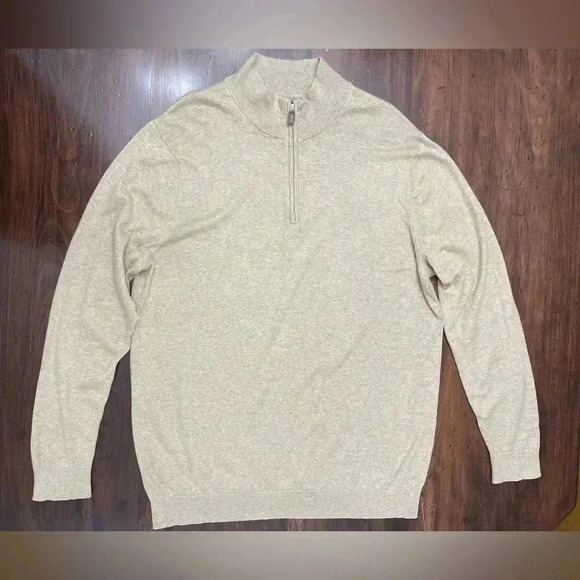 Foundry Supply Quarter Zip Sweater Size 2XLT Tall Beige Long Sleeve Lightweight - Picture 3 of 13